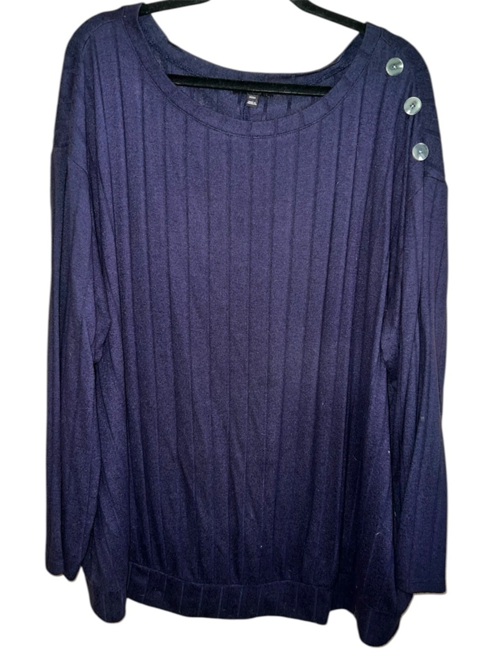 𝐋𝐀𝐍𝐄 𝐁𝐑𝐘𝐀𝐍𝐓 | BLUE CREW NECK BUTTON DETAIL LONG SLEEVE TOP
